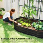 Galvanised Raised Garden Bed with Arched Trellis, 5 x 3 x 6ft Metal Outdoor Planter Box with Open Bottom, Dark Gray - Image 4