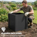 Raised Garden Bed Galvanized Planter Box Outdoor with Gloves for Gardening Vegetables, Flower, Herb, 1.4 x 1.4 x 1.5 ft, Black - Image 7