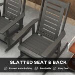 2 Pieces Outdoor Rocking Chairs, HDPE Patio Rockers with 28" High Back, Wide Armrests for Porch Backyard, Dark Gray - Image 7