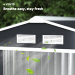 7'x4' Metal Outdoor Shed Organizer & Garden Storage with 4 Vents for Airflow & 2 Easy Sliding Doors - Dark Gray - Image 8