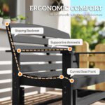 Patio Glider Bench w/ HDPE Slatted Double Rocking Chair, Black - Image 8
