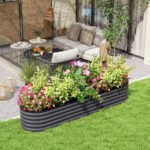 7.9' x 2' x 1.4' Galvanized Raised Garden Bed Kit, Metal Planter Box with Safety Edging, Dark Gray - Image 2