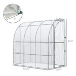 7' x 4' x 7' Outdoor Lean to Greenhouse, Walk-In Green House Plant Nursery with Roll-up Window, PE Cover, White - Image 3