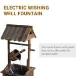 Outdoor Wooden Wishing Well Fountain with Adjustable Water Flow Rate, Rustic Waterfall Fountain, Carbonized Finish - Image 6