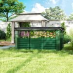 Galvanized Steel Planter Box with Crop Cage and Shade Cloth, Raised Garden Bed for Flowers, Veggies and Herbs, Green - Image 2