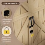 Wooden Outdoor Storage Cabinet Garden Shed with Waterproof Asphalt Roof and Lockable Doors, Natural - Image 7