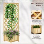Wooden Raised Garden Bed, Planter with Trellis for Vine Climbing and Vegetables, Herbs and Flowers Growing, Natural - Image 4