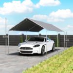 9.6' x 19.5' Carport Heavy Duty Galvanized Car Canopy w/ Included Anchor Kit, 3 Reinforced Steel Cables, Gray - Image 3