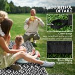 Reversible Outdoor Rug, Waterproof Plastic Straw with Carry Bag, 9' x 18', Black & White Gourd Border - Image 8
