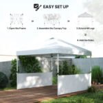 10' x 10' Pop Up Canopy Tent with 2 Half Sidewalls, UV50+ Instant Sun Shelter with Wheeled Carry Bag - Image 4