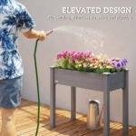 34" Raised Garden Bed, Elevated Wooden Planter Box with Holes for Vegetables, Herb, Flowers for Backyard, Dark Gray - Image 6