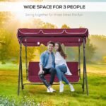 Outdoor Patio Swing Chair with Adjustable Tilt Canopy and Removable Cushion, Red - Image 6