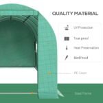 15' x 7' x 6.5' Walk-in Tunnel Hoop Greenhouse, Green House for Outside with PE Cover, Steel Frame, Roll-Up Zipper Door & Windows for Flowers, Vegetables, Tropical Plants, Green - Image 5