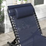 2 Folding Chaise Lounge Pool Chairs with 4-Position Reclining Back, Pillow, Breathable Mesh & Bungee Seat, Dark Blue - Image 8