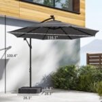 10 ft Cantilever Patio Umbrella with Light, Weight, Offset Hanging Outdoor Umbrella with Protective Cover - Image 3