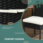 4 PE Rattan Outdoor Dining Chairs with Cushions, Patio Wicker Dining Chairs with Backrest, Black - Image 4