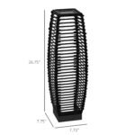 Solar Floor Lamp, Outdoor Rattan Garden Lantern Pathway Light & Decorative Driveway Lighting, Black - Image 3