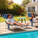 Tanning Chair with Face Hole, 5-Level Adjustable Outdoor Chaise Lounge Chair with Pillow for Beach, Pool, Gray - Image 2