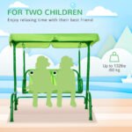 Kids Patio Swing, Adjustable Canopy Swing Glider, Kids Outdoor Swing Chair with 2 Seats, Seat-Belted Safety, Green - Image 5