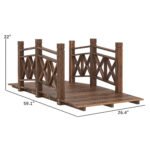 5 ft. Wooden Garden Bridge Footbridge for Backyard Ponds, Creeks, Streams, Carbonized - Image 3