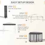 10' x 10' Pop Up Canopy Tent with Netting, Instant Sun Shelter, Tents for Parties, Height Adjustable, with Wheeled Carry Bag and 4 Sand Bags for Outdoor, Garden, Patio - Image 4
