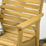 Wooden Outdoor Rocking Chair, Traditional Slatted Wood Rocker Chair with Armrests and High Backrest for Indoor & Outdoor, Light Brown - Image 7