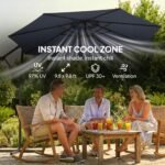 10 ft Offset Patio Umbrella with Cover, Hanging Cantilever Umbrella with 360° Rotation, Crank Handle, Tilt - Image 4