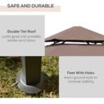 8' x 5' Grill Gazebo with Double Roof, Outdoor BBQ Canopy Gazebo with 2 Side Shelves for Patio Yard Garden Coffee - Image 4