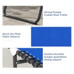 2 Folding Chaise Lounge Pool Chairs with 4-Position Reclining Back, Pillow, Breathable Mesh & Bungee Seat, Blue - Image 5