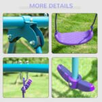 Metal Swing Set with Glider, Two S Seats and Adjustable Height, Outdoor Heavy Duty A-Frame Kids Playset Suitable for Playground, Backyard, Purple - Image 7