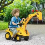 2-in-1 Kids Ride-On Excavator Digger Tractor with Pulling Cart - Image 2