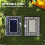Reversible Outdoor Rug, Waterproof Plastic Straw with Carry Bag, 8' x 10', Blue & White Gourd Border - Image 7