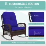 Rattan Porch Rocker w/ Plush Cushion, Dark Blue - Image 5