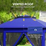 13' x 13' Pop Up Gazebo Hexagonal Canopy Shelter with 6 Zippered Mesh Netting for Patio Backyard Garden Wedding Party - Image 5