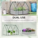 Raised Garden Bed with Cover, Outdoor Galvanized Metal Planter Box Kit, 4 x 3 ft Mini Greenhouse with 2 Large Screen Windows, for Growing Flowers, Vegetables and Herbs, Clear - Image 4