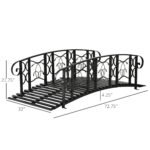 6' Metal Arch Backyard Garden Bridge with 660 lbs. Weight Capacity, Safety Siderails, Vine Motifs, Easy Assembly for Backyard Creek, Stream, Pond, Black - Image 3