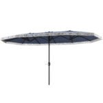 15ft Rectangle Patio Umbrella UPF30+ Extra Large Outdoor Umbrella with Fringe and Crank Handle - Image 9