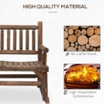 2-Person Wood Rocking Chair with Log Design, Heavy Duty Loveseat with Wide Curved Seats for Patio, Backyard, Garden, Walnut - Image 6