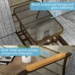 Outdoor 2-Person Glider Bench, Outside Glider Swing Chair Loveseat with Table, Steel Frame, Gray - Image 7