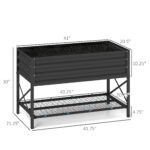 Galvanized Raised Garden Bed, Metal Planter Box with Legs, Storage Shelf and Bed Liner, Dark Gray - Image 3