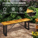 Outdoor Bench, 2-Person Backless Garden Bench, Acacia Wood Patio Bench Loveseat with Slatted Seat for Porch, Park, Teak - Image 4