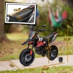 12V Aprilia Licenced Kids Motorcycle with Training Wheels, Spring Suspension, LED Light, USB, Music - Image 3