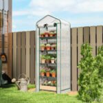 Mini Greenhouse with Screen Roof, 5 Tier Portable Small Greenhouse with High Strength PE Cover, White - Image 2