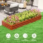 95" x 36" x 12" Galvanized Raised Garden Bed, Easy DIY and Cleaning for Growing Flowers, Herbs, Succulents, Natural Wood - Image 6