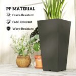 23 Inch Tall Planters for Outdoor Plants, Set of 2 Plastic Flower Pots, for Front Door Patio Garden Use, Black - Image 5