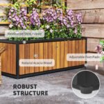 Wooden Raised Garden Bed with Trellis, Removable Pots for Backyard, Patio, Balcony, 29" x 11" x 52", Teak - Image 5