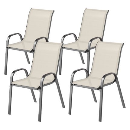 Set of 4 Outdoor Dining Chairs with Stackable Patio Chairs