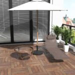 Folding Chaise Lounge Chair, Pool Sun Tanning Chair, Outdoor Lounge Chair with 5-Position Reclining Back Brown - Image 2
