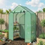 Greenhouse for Outdoors, Portable Greenhouse with 6 Shelves, UV-Resistant PE Cover, Roll-Up Door, Green - Image 2