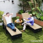 Foldable Chaise Lounge Cushion Set of 2, Outdoor Lounge Chair Cushion Set, UPF50+ 200gsm Fabric, 76" x 23", Beige - Image 8